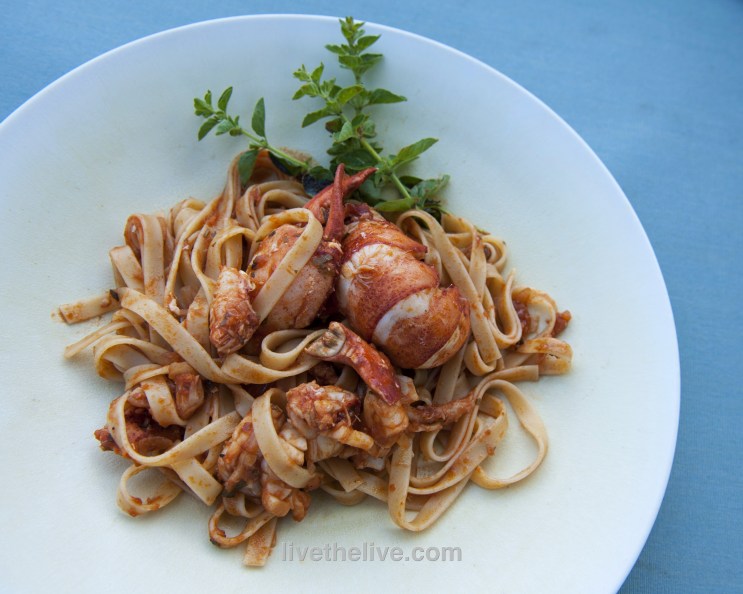 Pasta with lobster sauce