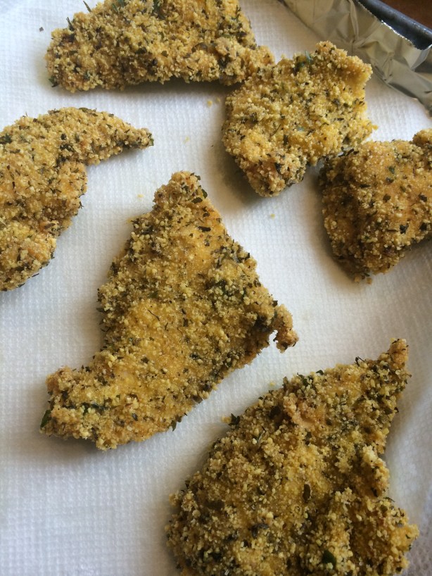 Gluten-free chicken before I added sauce and cheese.