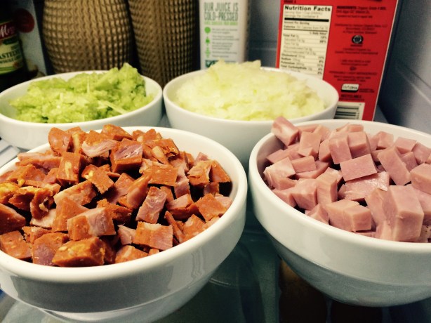 I find it easier to measure and chop all the ingredients before I start cooking.