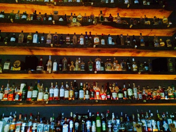 The well-stocked bar at Earth.