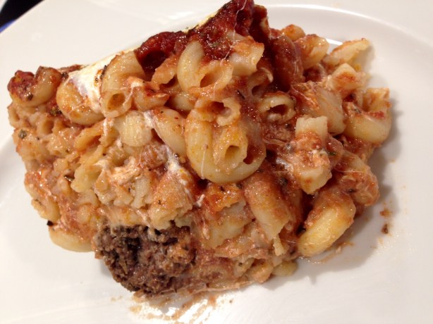 Baked elbows, this time with meatballs.