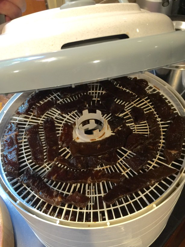 Jerky in the dehydrator.