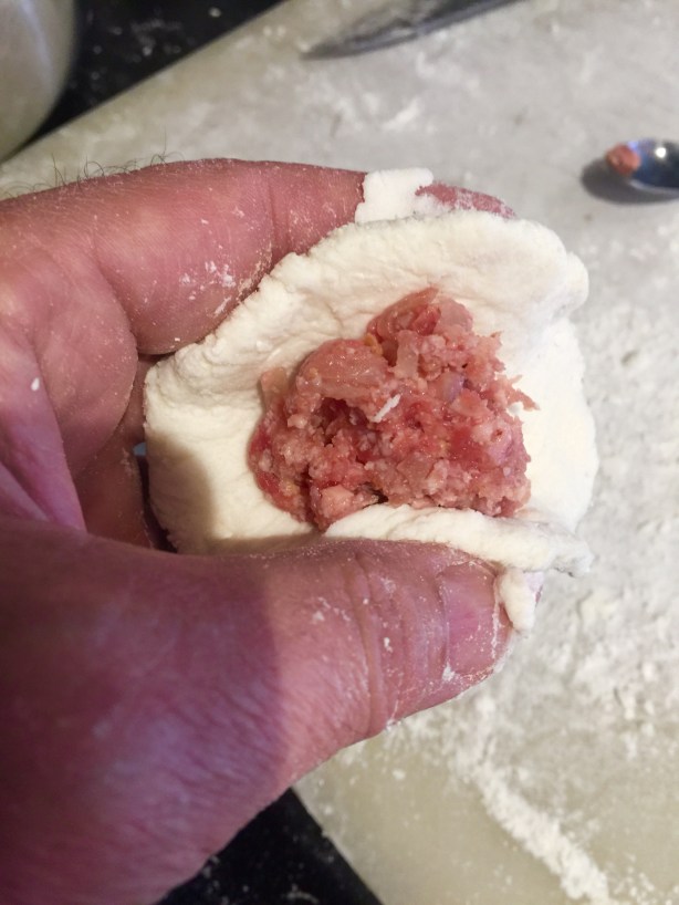 The beef filling. I decided to wear gloves soon after this photo.